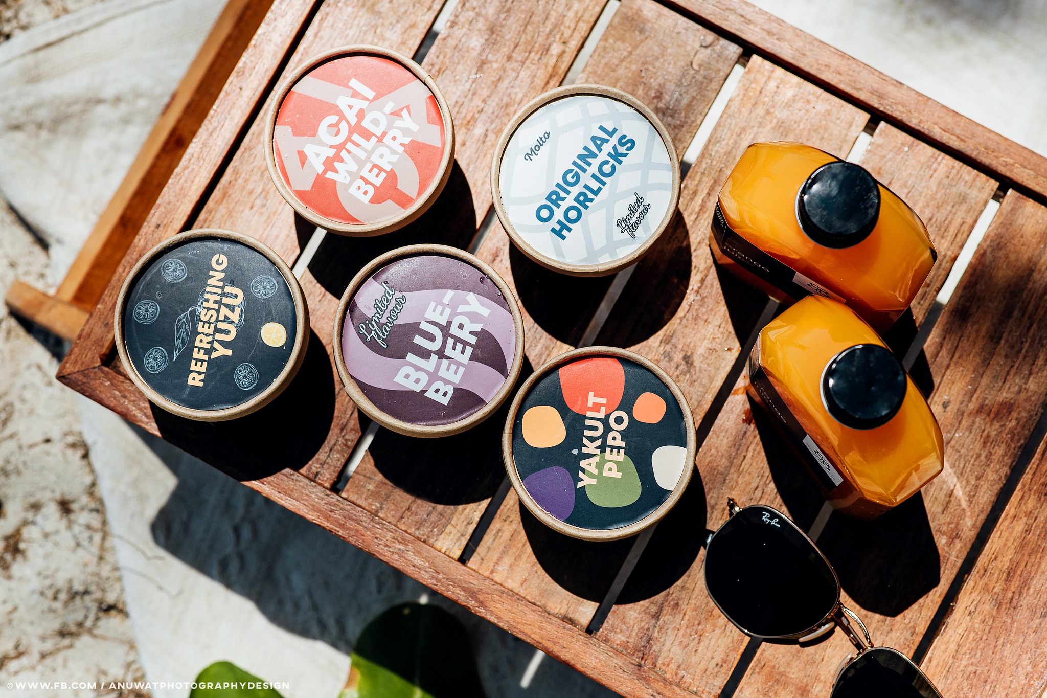 Present the photography of ice cream products.