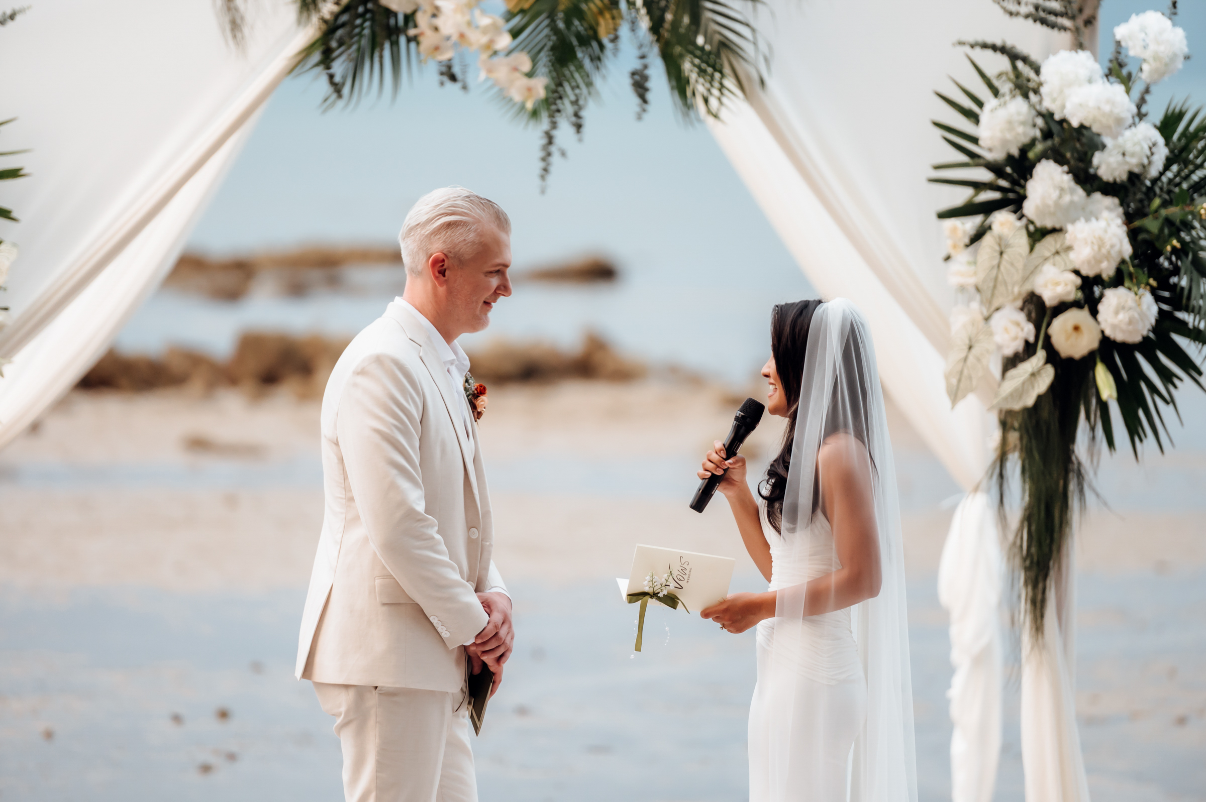 Lucy & Tom Wedding Vow ceremony at Thalane Resort